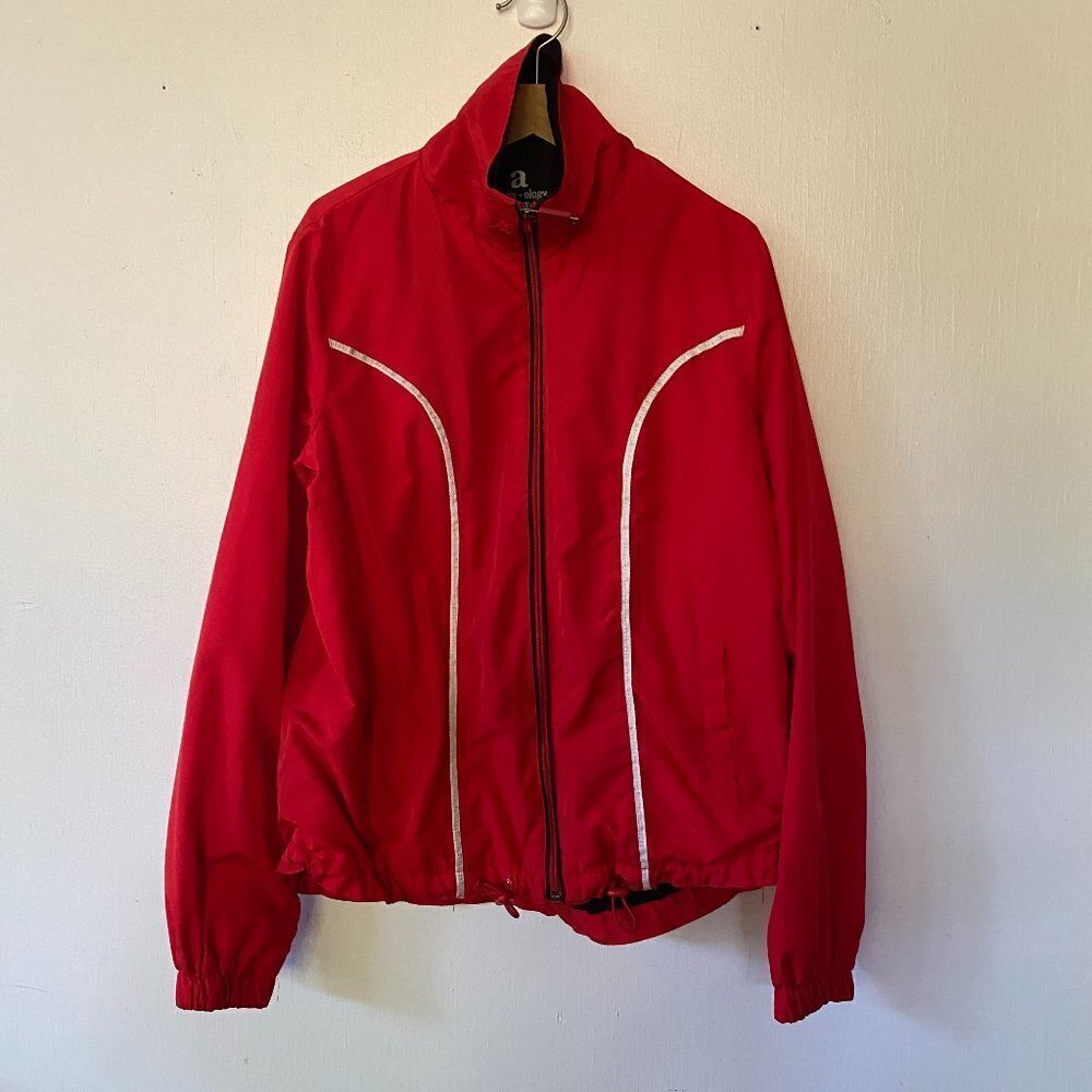 Activology Track Jacket Womens Small Red Full Zip Adjustable Waist Retro Sport